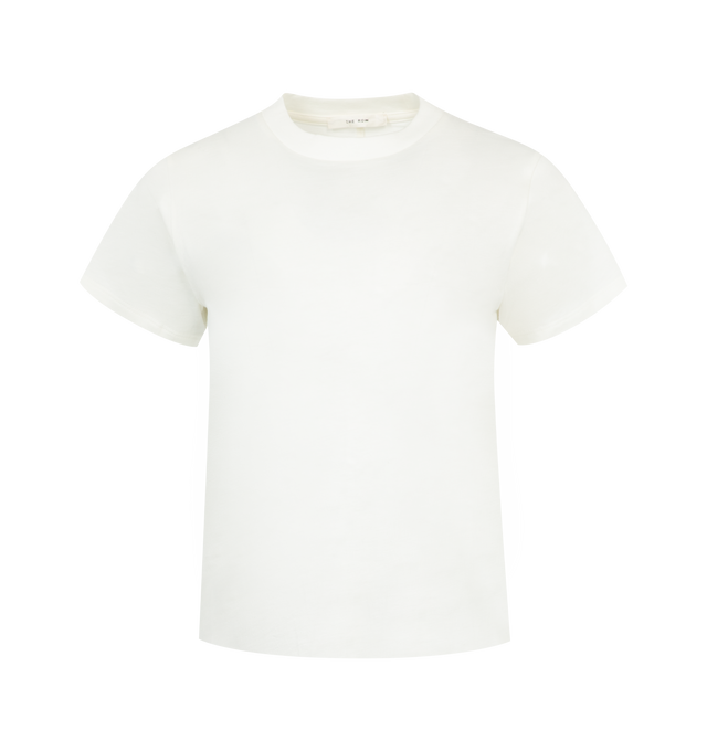 Image 1 of 2 - WHITE - The Row Tommy Top has a crew neck, short sleeves, a signature back seam, and a fitted silhouette. Cotton and silk. Made in Italy.  