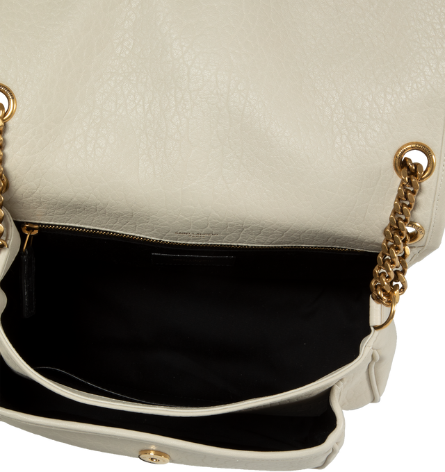 Image 3 of 3 - WHITE - SAINT LAURENT Niki Medium Chain Bag featuring magnetic snap closure, sliding chain and leather strap, one open pocket, one zipped pocket and one pocket under flap. 11" X 7.8" X 3.3". 95% lambskin, 5% brass. Made in Italy. 
