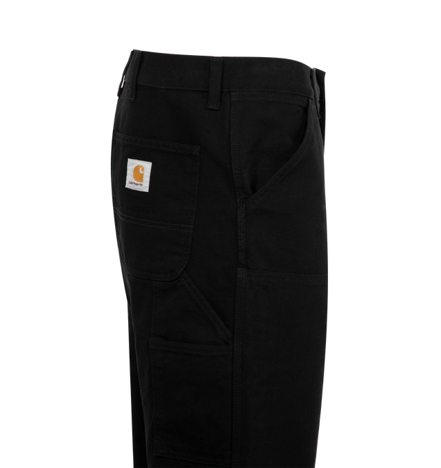 Image 3 of 3 - BLACK - CARHARTT WIP Double Knee Carpenter Pants featuring double-layer knees, zip fly with button closure, front slant pockets, tool pocket, back patch pockets and hammer loop. 