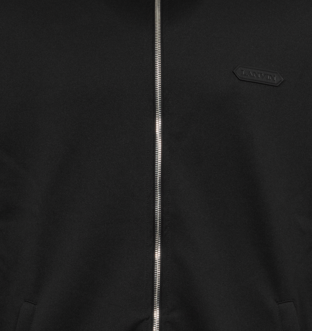 Image 4 of 4 - BLACK - LANVIN Zipped Contrast Jacket featuring two way zip front closure, ribbed cuffs, stripe down arm, stand collar and slit pockets.  