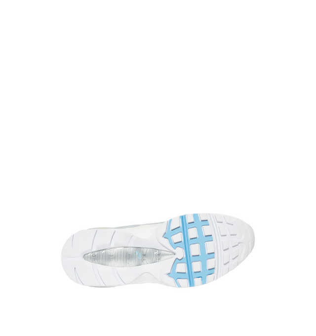 Image 4 of 5 - BLUE - Nike Men's Air Max 95 Big Bubble Sneaker featuring textile and synthetic leather, visible Max Air cushioning, flex grooves in the midsole and outsole, foam midsole and rubber outsole. 