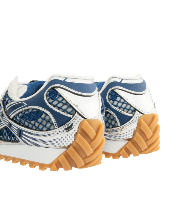 Image 3 of 5 - BLUE - Bottega Veneta Sneakers featuring mechanical textile upper, rubber sole, lace-up front, padded collar and tongue with Bottega Venneta logo detail at tongue. Made in Italy. 