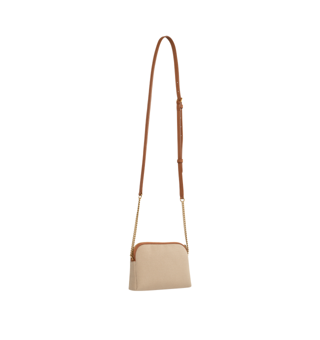 Image 2 of 3 - NEUTRAL - SAINT LAURENT Gaby Camera Bag in Canvas featuring adjustable leather and chain strap, cotton and linen lining, cassandre and zip closure. 7.5" X 4.3" X 1.2". Calfskin leather.  