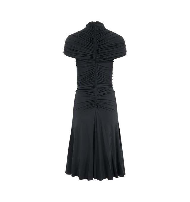 Image 2 of 2 - NAVY - ALAA Gathered dress in supple jersey, fit-and-flare shape with gathered details, high neck. Made in Italy.  96% VISCOSE, 4% ELASTANE. 