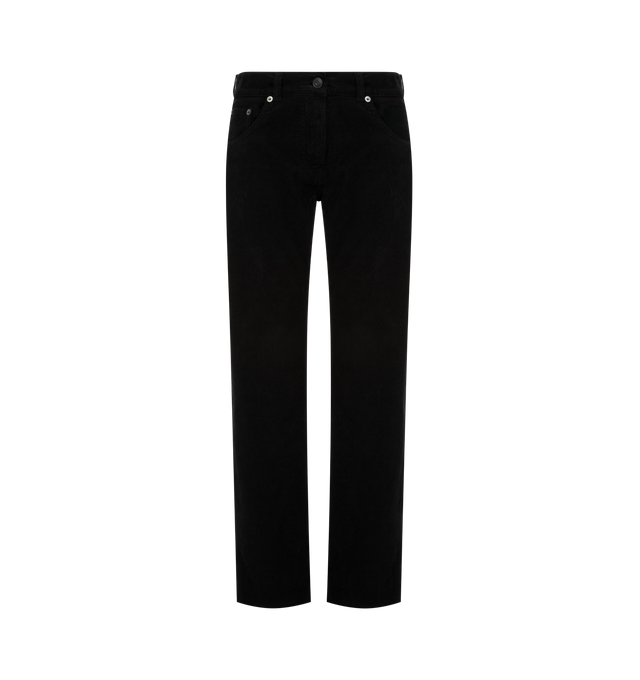 Image 1 of 3 - BLACK - THE ROW Fima Pant featuring low-rise five-pocket pants in corduroy with a slim leg and finished with a shank button and zip fastening. 100% cotton. Made in Italy. 