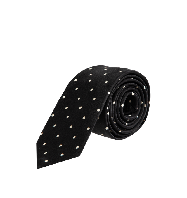 Image 1 of 2 - BLACK - TOM FORD 6cm Satin Pearl Polka Dot Tie featuring all over print, 6cm. Silk. Made in Italy. 