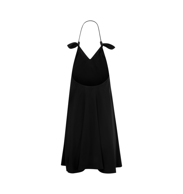 Image 2 of 3 - BLACK - Loewe Women's Flamenco Dress in medium-weight stretch viscose cady featuring an halterneck strap with Flamenco-inspired knots and an open back. Regular fit, knee length with V-neck, seam pockets, fully lined. 