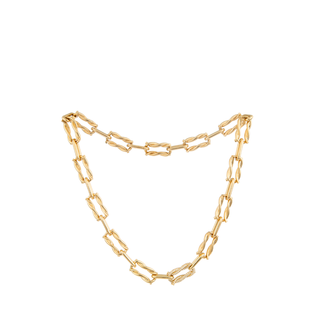 GOLD - BOOCHIER JUMBO SINGLE PAVE TIES LINK NECKLACE featuring 18k recycled yellow gold, 1.2 carats white diamonds and 16" long.