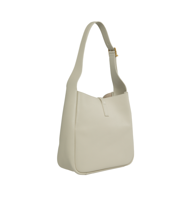 Image 2 of 5 - WHITE - SAINT LAURENT  Le A 7 Soft Small has a metal Cassandre hook closure, bronze-tone hardware, and interior zip pocket. Suede lining. 100% calfskin leather. Dimensions: 9 X 8.7 X 3.5 inches.  Made in Italy.  