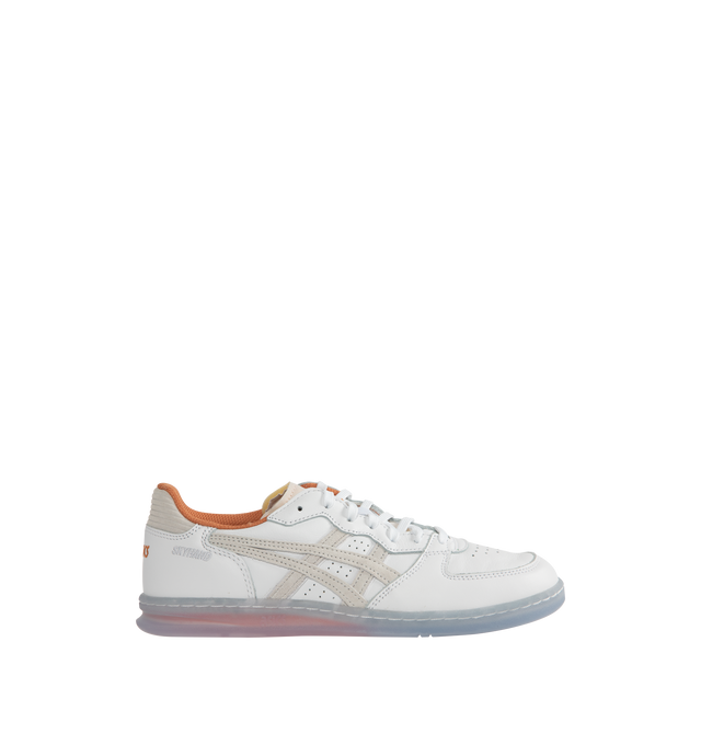 Image 1 of 5 - WHITE - ASICS Skyhand OG Sneaker featuring leather paneling, low-profile outsoles, EVA cushioning in heel and nylon tongue with exposed foam. 