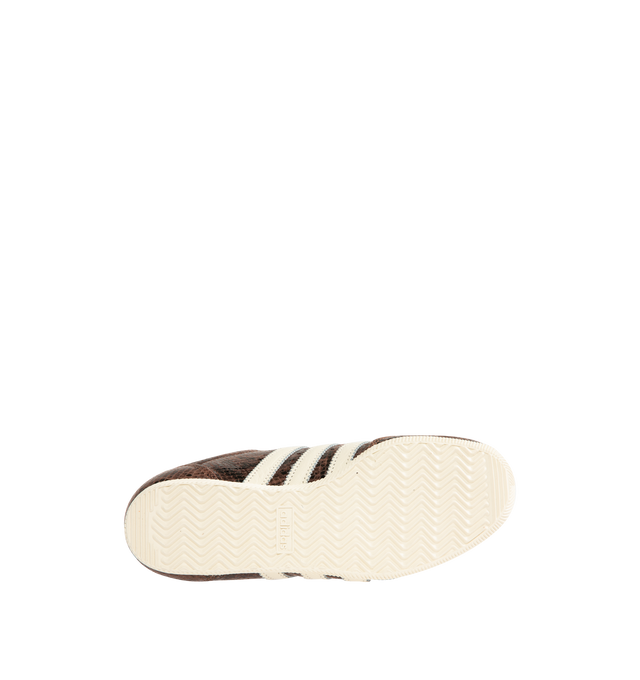 Image 4 of 5 - BROWN - Japan Sneaker featuring soft smooth leather upper accented with snakeskin-look details, regular fit, lace closure, leather upper, synthetic lining and rubber outsole. 