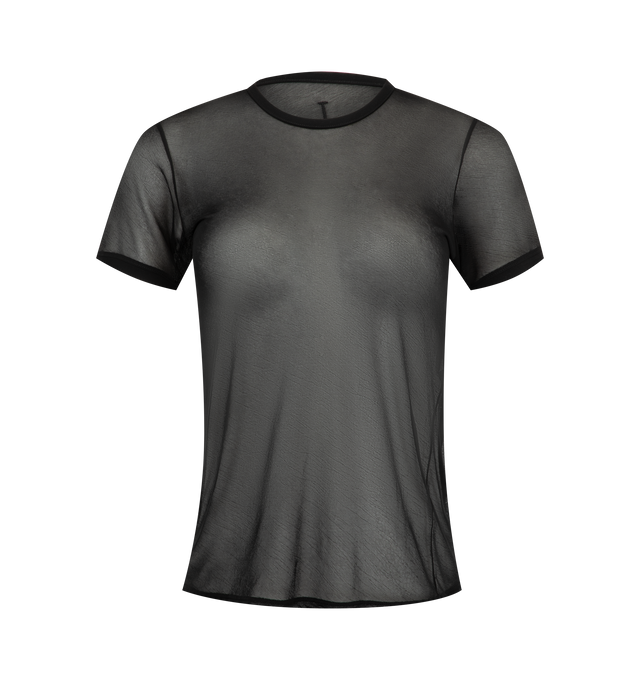 Image 1 of 2 - BLACK - Tom Ford Women's Light Crepe Jersey Boyfriend T-Shirt is crafted from lightweight transparent crepe jersey and features a relaxed boyfriend fit. Designed with a fluid drape and clean, versatile silhouette, this essential style reflects Tom Fords elevated approach to everyday wardrobe foundations. Main Material: Light Crepe Jersey. 