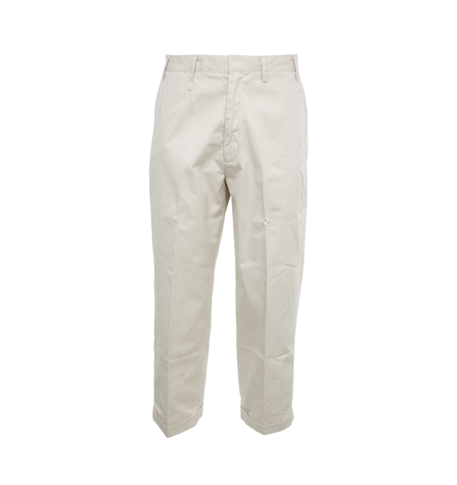 Image 1 of 4 - WHITE - HUMAN MADE Wide Cropped Pants featuring a distinctive wide silhouette, original heart gingham check pattern on the back of the inside waistband, belt loops, side pockets and back welt pockets. 100% cotton.  