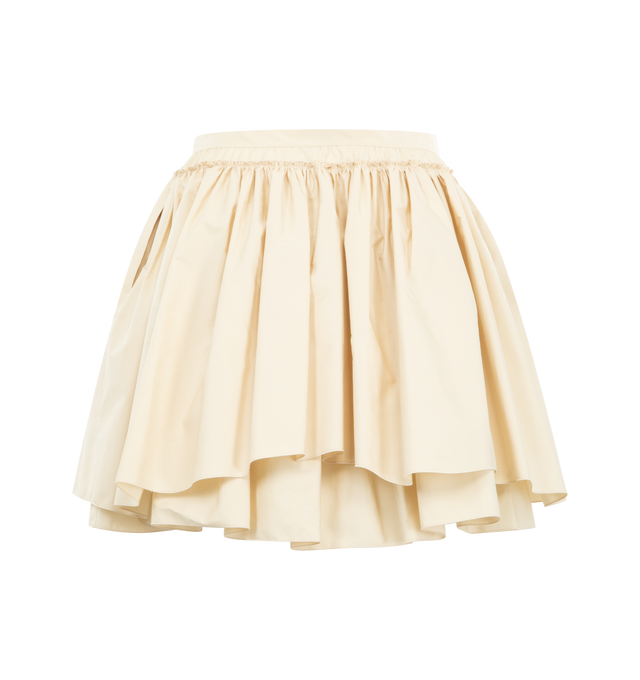 Image 2 of 3 - NEUTRAL - LOEWE PAULA'S IBIZA Mini Skirt in lightweight cotton poplin featuring a layered construction, lace-up detailing with polished glass-effect Anagram pebble, regular fit, short length, mid waist, side zip fastening and seam pockets. Cotton. Made inItaly. 