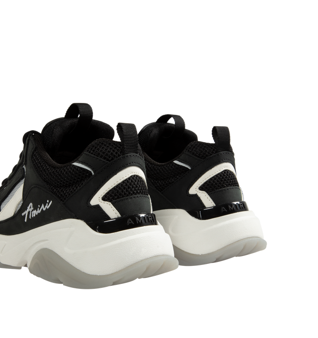 Image 3 of 5 - BLACK - Amiri Bone Runner Sneakers are a lace-up style with round toes, leather and textile uppers, and synthetic soles.  