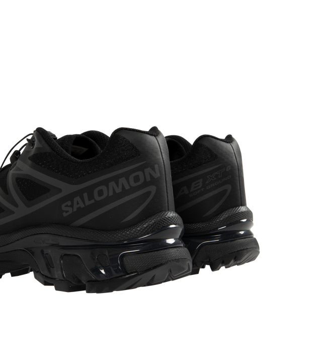 Image 3 of 5 - BLACK - Salomon XT-6 Sneakers are a lace-up style with an Agile Chassis System, abrasion-resistant TPU materials, single-layer mesh, SensiFit systems, protective toecaps, lace pockets for the Quicklace lacing system, molded OrthoLite sock liners, and rubber outsoles.  