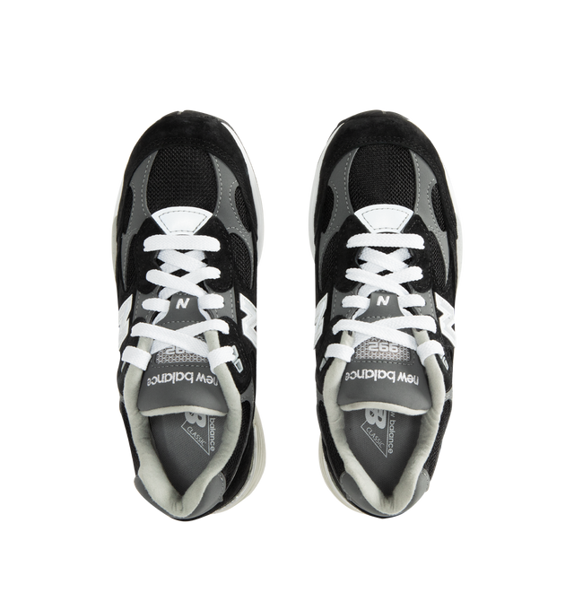 Image 5 of 5 - BLACK - NEW BALANCE Made in USA 992 Core Sneaker featuring ABZORB cushioning at heel and forefoot, combination ENCAP and C-CAP midsole, reflective accents, NDurance rubber outsole, suede overlays and mesh upper. 
