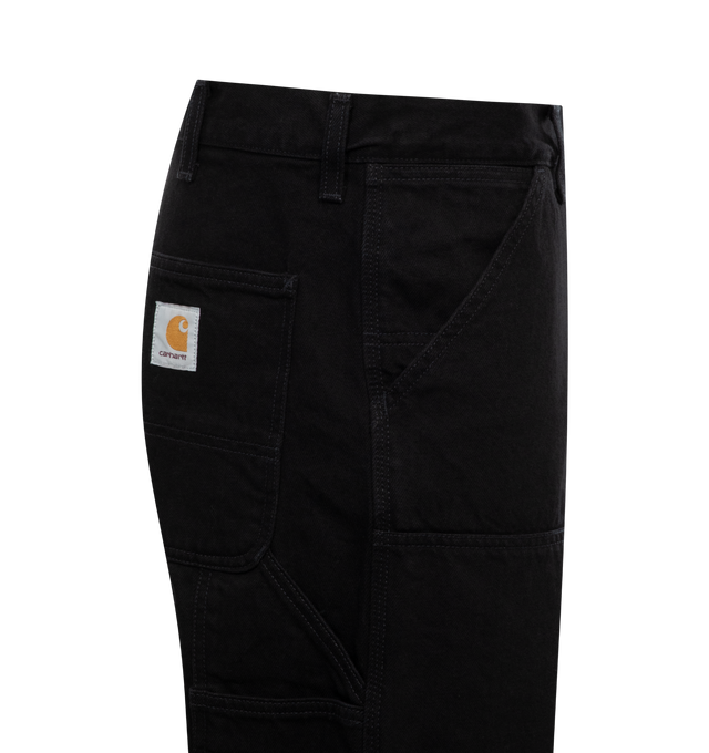 Image 3 of 3 - BLACK - CARHARTT WIP Double Knee Carpenter Pants featuring double-layer knees, zip fly with button closure, front slant pockets, tool pocket, back patch pockets and hammer loop. 100% cotton. 