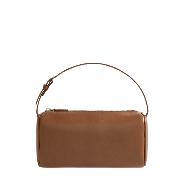 Image 1 of 3 - BROWN - The Row 90's Bag featuring top handle bag in finely grained calfskin leather with softly rounded edges, leather piping and adjustable slim leather strap. 7.7 x 4.5 x 3 in. 100% calfskin leather. Made in Italy. 