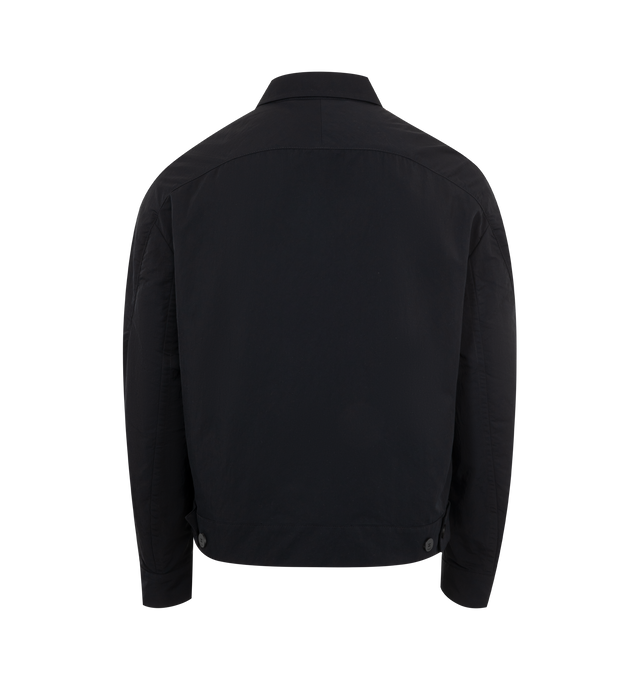 Image 2 of 3 - BLACK - Jacquemus Linu Grosgrain Bomber Jacket has a zipper closure, a spread collar, a chest patch pocket, and adjustable button side tabs. Lined. 82% cotton, 18% linen.  