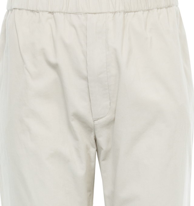 Image 4 of 4 - WHITE - MONCLER Corduroy Jogging Pants featuring waistband with drawstring fastening, zipper closure, zipped back pocket and logo patch. 100% cotton. 