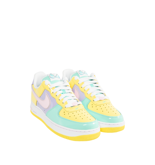 Image 2 of 5 - MULTI - NIKE Air Force 1 '07 "Easter" Sneaker featuring classic silhouette with leather for a crisp, clean look, genuine leather upper with perforated toe box, Nike Air unit, rubber outsole with classic pivot circles and padded collar. 