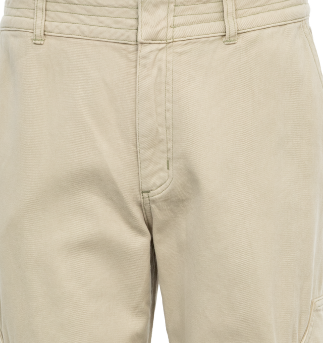 Image 4 of 4 - NEUTRAL - RHUDE Parta Spray Cargo Pants featuring flat front, side seam pockets, side flap patch pockets, back patch pockets and zip fly, hook-and-bar closure. 100% cotton. Made in USA. 