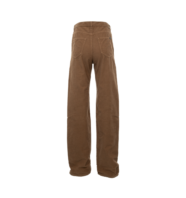 Image 2 of 4 - BROWN - SAINT LAURENT Long Baggy Corduroy featuring high waisted, five pocket, baggy fit, long wide leg and button fly. 100% cotton. Made in Italy.  