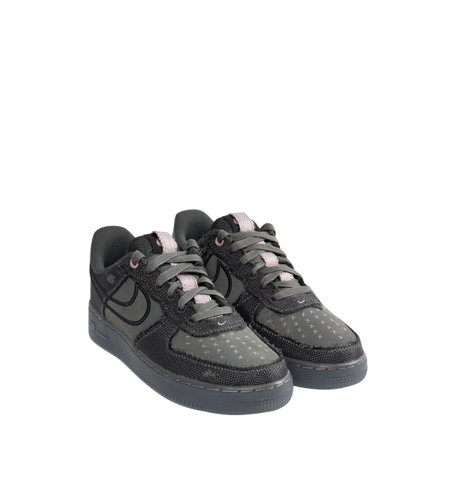 Image 2 of 5 - BLACK - NIKE Air Force 1 '07 Sneaker featuring textile and leather upper, Nike Air unit, rubber outsole with classic pivot circles and padded collar. 