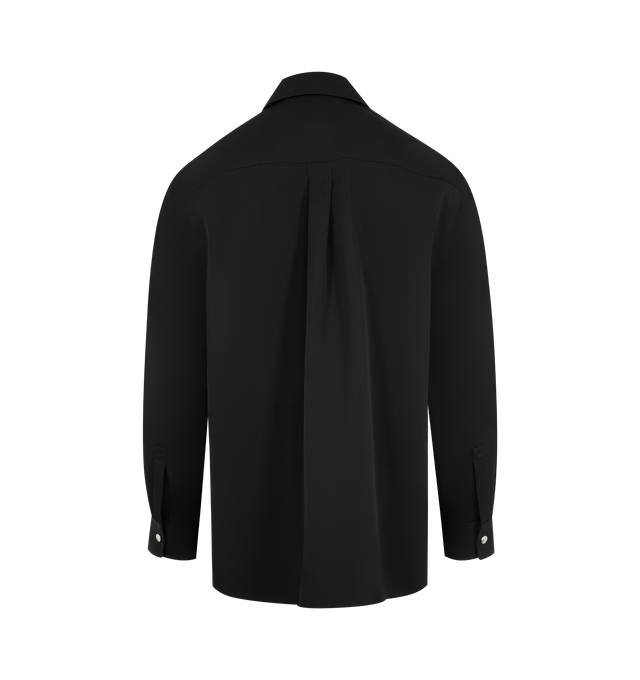 Image 2 of 2 - BLACK - BOTTEGA VENETA Wool Grain De Poudre Overshirt featuring wool grain de poudre overshirt, zipper closure with metal knot zipper pull and relaxed fit. 100% wool. Made in Italy. 