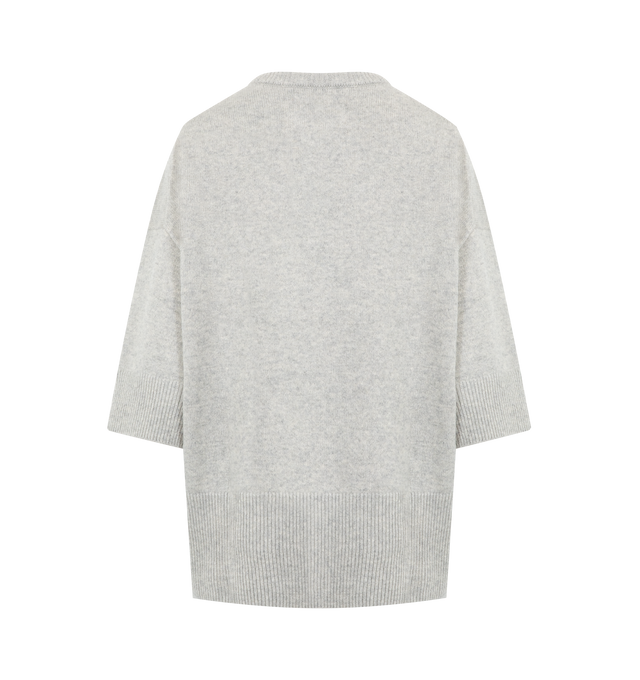 Image 2 of 2 - GREY - EXTREME CASHMERE Sassie Sweater featuring relaxed-fit, crew-neck, short sleeves that fall to the elbow, medium-weight cashmere and rib-knit cuff, neckline and hem. 100% cashmere. 