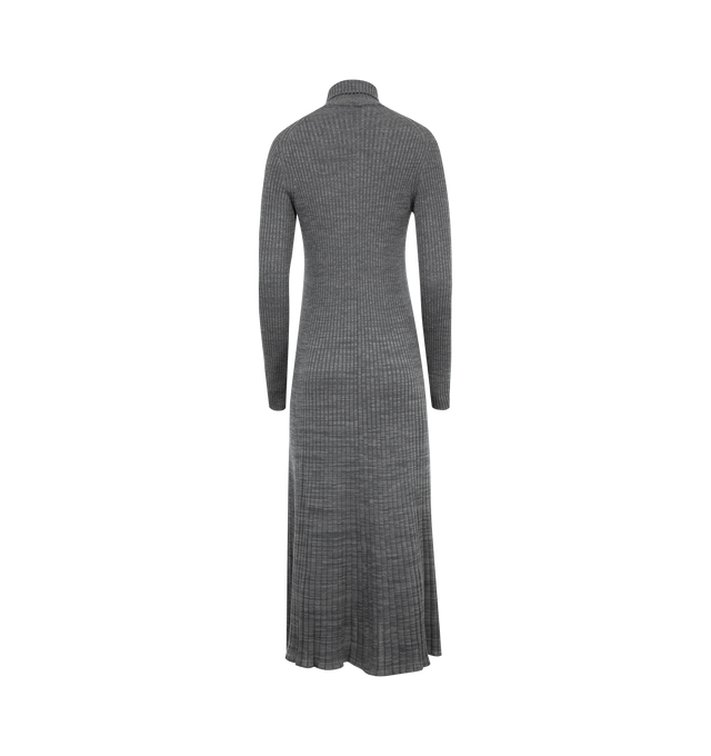 Image 2 of 3 - GREY - MONCLER Wool Midi Dress featuring ultra-fine responsibly sourced wool, Moulin rib knit, gauge 14 and turtleneck. 100% virgin wool. 