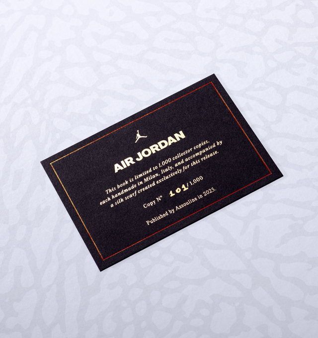 Image 13 of 20 - MULTI - Assouline celebrates 40 years of Air Jordan with a landmark Ultimate volume, created in collaboration with Michael Jordan and the Jordan Brand. This collectors piece honors the enduring influence of Michael Jordan and the brand that reshaped sport, style, business, and culture worldwide.Limited to 1,000 hand-numbered copies, the Ultimate edition is crafted with a host of bespoke details. Encased in an intricately tooled leather clamshell, the cover features Baroque-inspired embossin 