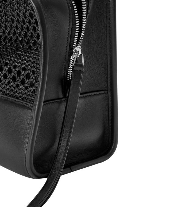Image 11 of 14 - BLACK - Loewe Women's Medium Amazona 180 Bag is crafted from woven nappa calfskin and features a relaxed silhouette inspired by one of the house's iconic designs. Designed with a single Toron top handle and removable shoulder strap, it can be carried by hand, over the shoulder, or crossbody. A concealed magnetic closure, zip fastening with dual leather pullers, two compartments, an internal flat pocket, and a side D-ring provide functional organization. Finished with palladium-tone hardware 