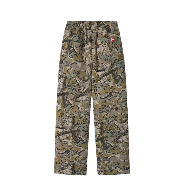 Image 2 of 6 - GREEN - Cherry LA Chevron Parachute Sweatpants are crafted from custom cotton fleece and feature a wide-leg silhouette with a relaxed, laid-back fit. Designed with a patch detail at the leg, an adjustable drawcord waistband, and a branded label at the back pocket, these everyday sweatpants blend comfort-focused construction with Cherry LA's signature contemporary aesthetic. Main Material: Custom Cotton Fleece. Made in Los Angeles, USA. 