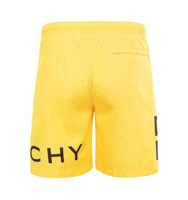 Image 2 of 3 - YELLOW - GIVENCHY 4G NYLON LONG SWIMWEAR are made with recycled nylon with Givenchy 4G contrasted print, two side pockets, one back welt pocket and elastic waist. 100% polyester. Lining: 100% polyester. 