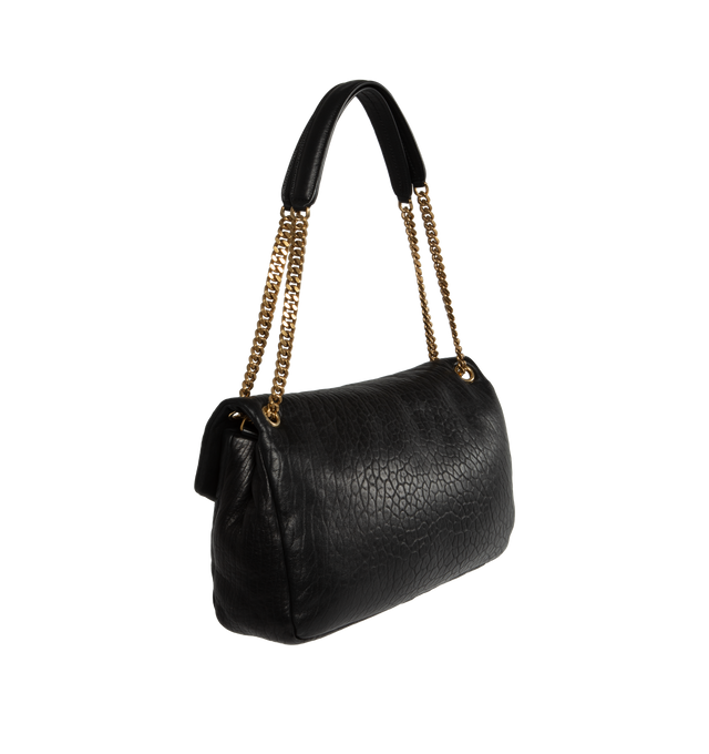 Image 3 of 4 - BLACK - SAINT LAURENT Calypso Large Bag featuring grosgrain lining, snap button closure and one interior pocket. 11" X 8.7" X 4.7". 95% lambskin, 5% brass. 