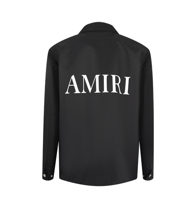 Image 2 of 3 - BLACK - AMIRI MA Coach Jacket featuring water-resistant nylon, classic snap button-down construction, snap button wrist closure, side pockets and MA detailing. 100% nylon. Made in Italy.   