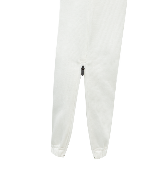 Image 3 of 4 - WHITE - NEEDLES Zipped Sweat Pant featuring 2 zip side pockets, embroidered branding, elastic waist and zip ankle. 100% polyester. Made in Japan. 