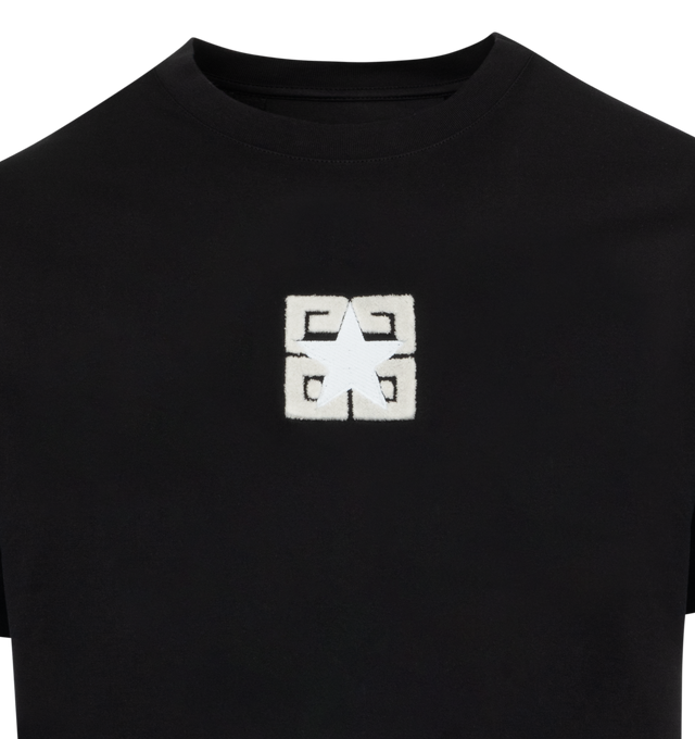 Image 2 of 2 - BLACK - GIVENCHY 4G Stars Boxy Fit T-Shirt featuring short-sleeves, crew neck, 4G Stars emblem in towelling effect on the front and boxy fit. 100% cotton. 