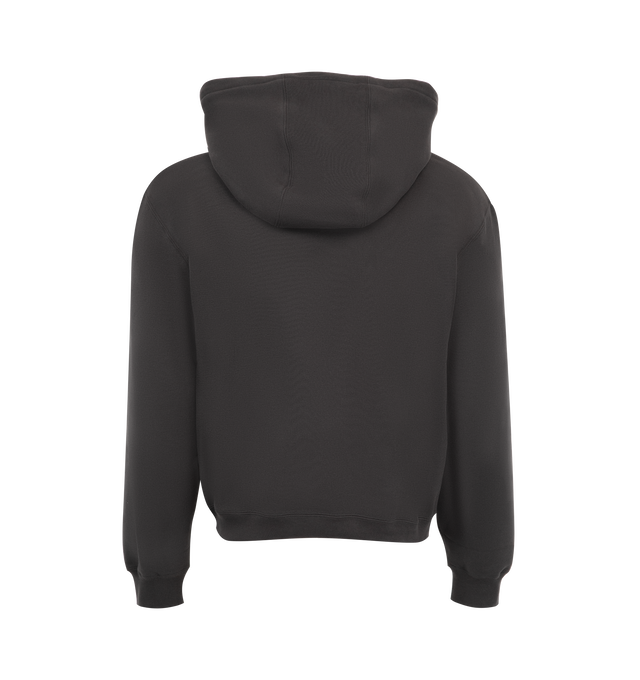 Image 2 of 2 - BLACK - Saint Laurent Men's Tonal Logo Hoodie has an attached hood, a kangaroo pocket, an embroidered logo at the front, and ribbed trims. 100% cotton.  