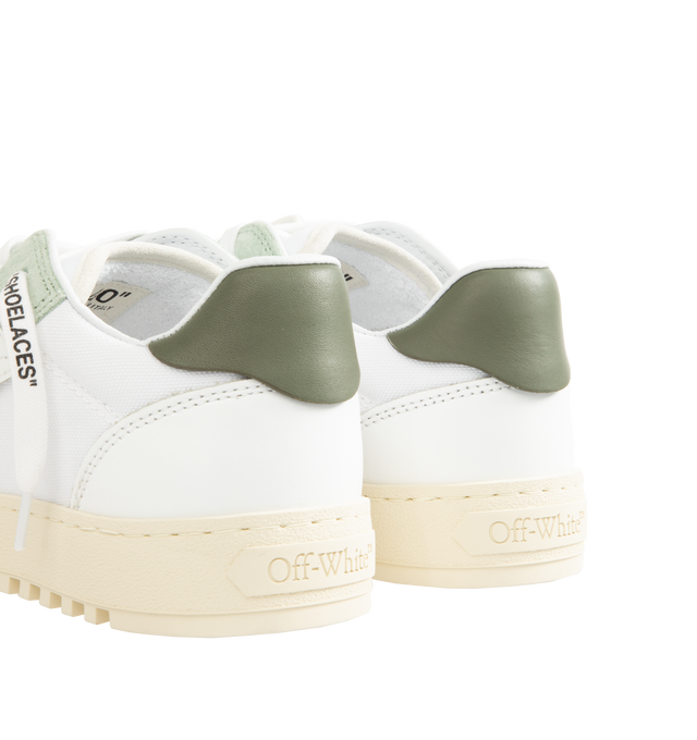 Image 3 of 5 - WHITE - OFF-WHITE 5.0 Low-Top Sneakers featuring round toe, lace-up vamp, label's signature zip tie and logo accents. Leather/textile upper. Made in Italy. 