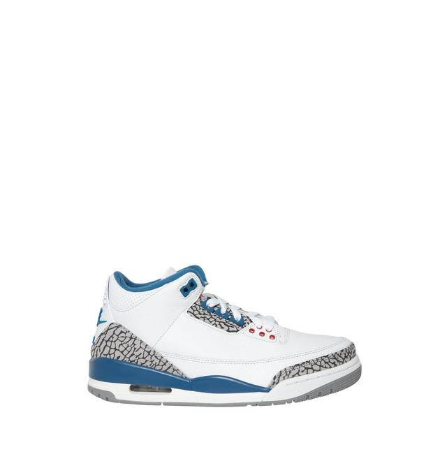 Image 1 of 5 - MULTI - Men's Air Jordan 3 Retro Sneakers feature a genuine and synthetic leather upper with signature Elephant Print overlays and a mid-top silhouette for a timeless heritage look. These lifestyle sneakers combine encapsulated Air-Sole cushioning, a polyurethane midsole, and a durable rubber outsole for responsive comfort, lasting support, and reliable traction. Main Material: Genuine and Synthetic Leather. Midsole: Polyurethane with Encapsulated Air-Sole Unit. Sole: Rubber.  