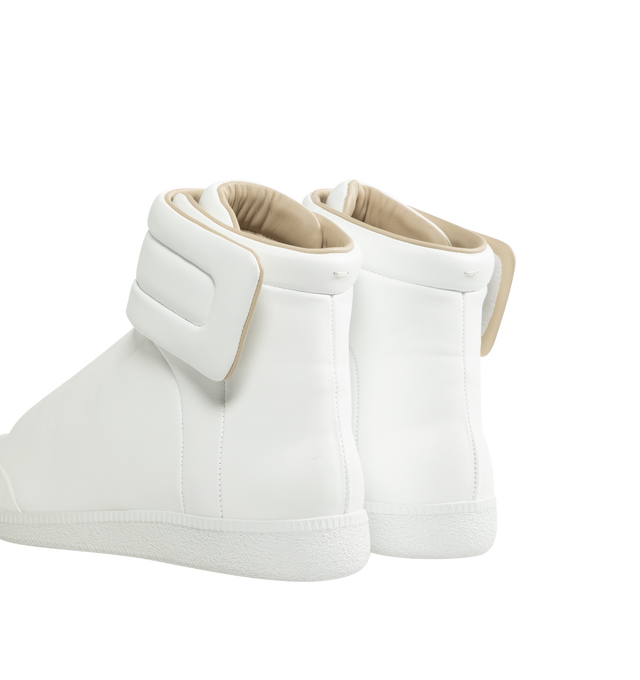 Image 3 of 5 - WHITE - MAISON MARGIELA Future Sneakers featuring mid top sneaker, strap and velcro closure at the front and four stitches at the back. 100% calfskin leather. Made in Italy. 