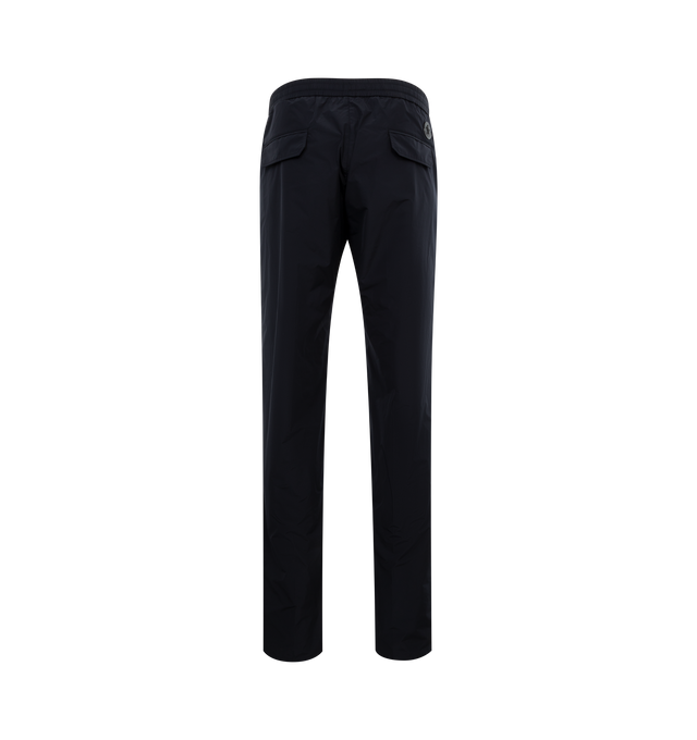 Image 2 of 3 - NAVY - MONCLER Jogging Pants featuring micro ventile lger, waistband with drawstring fastening, zipper closure, back pockets with snap button closure and leather logo patch. 100% polyester. 