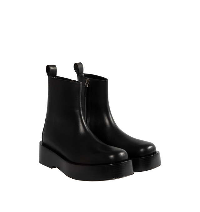 Image 2 of 4 - BLACK - Bottega Veneta ankle boot in smooth calfskin leather featuring a 5 cm | 2flatform outsole, Intrecciato pattern on the insole, and side zip closure.  Material: calfskin upper and lining. Made in Italy. 