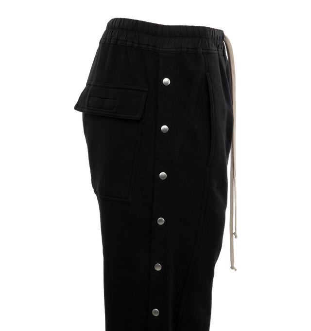 Image 3 of 4 - BLACK - DRKSHDW Pusher Pants featuring drawstring waist, side pockets, snap button and cargo pockets. 100% cotton. 