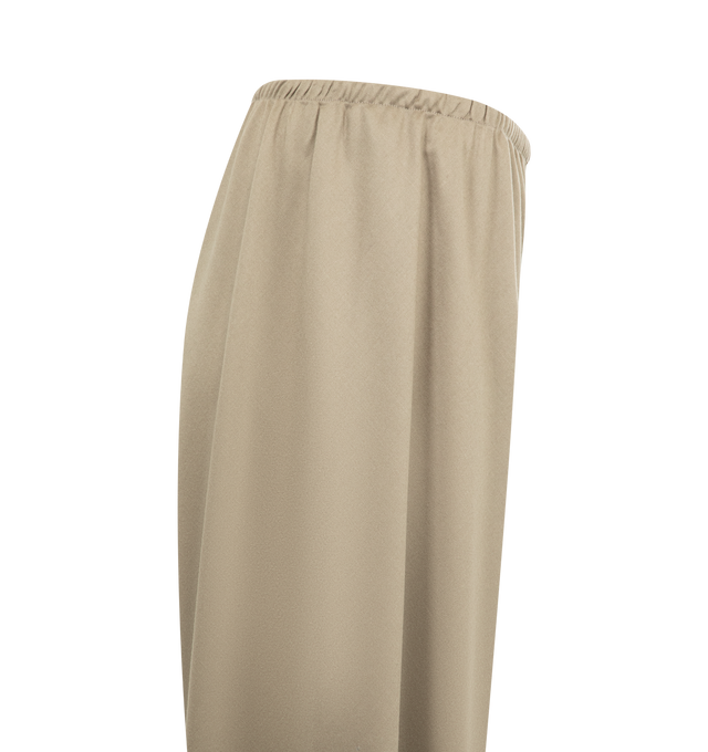Image 3 of 3 - BROWN - THE ROW Gala Pant featuring bias-cut pant in virgin wool flannel with slim gathered elastic waistband and wide leg. 100% wool. Lined in 100% silk. Made in Italy. 