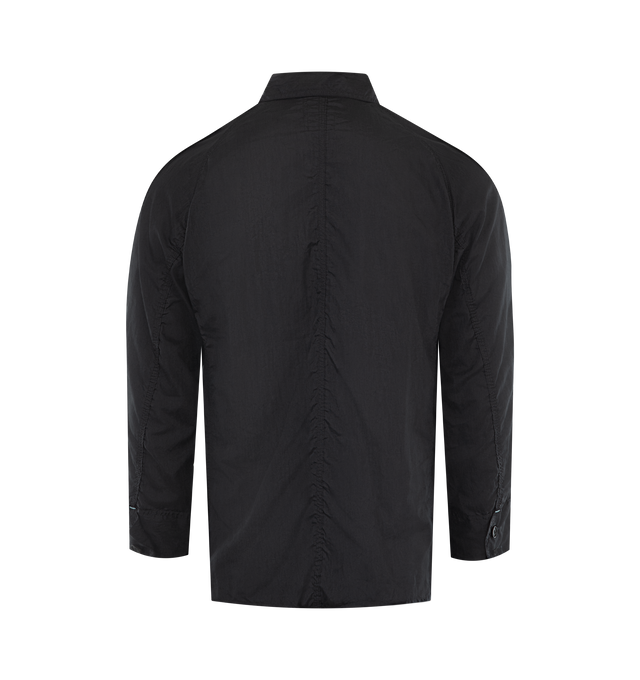 Image 2 of 3 - BLACK - POST O'ALLS Engineer Jacket featuring button front closure, collar, long sleeves with button cuffs and front patch pockets. 100% nylon.   