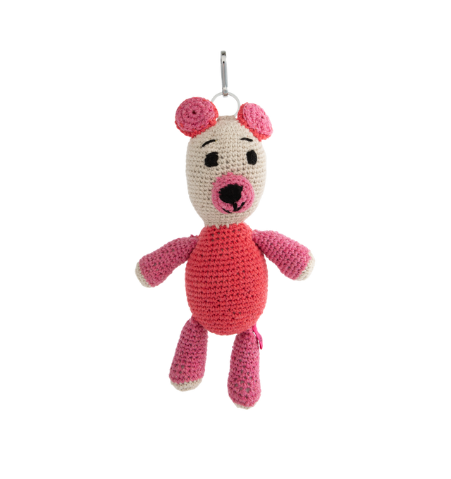 Image 1 of 2 - PINK - THE ELDER STATESMAN Crochet Teddy Bear Keychain Charm featuring 100% cashmere shell with cotton fill. 